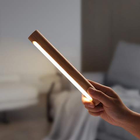 360Â° Rotatable Wooden LED Wall Lamp - Magnetic Detachable & Stepless Dimming Rechargeable Wall Light