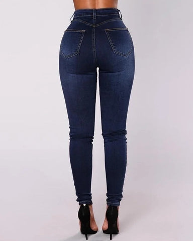 Breasted High Waist Skinny Jeans
