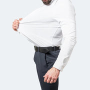 Oxford ice silk stretch zip shirt